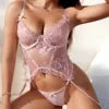 YH005 Wholesale Women Bondage Transparent Mesh pink Lingerie Lace Nightdress Sheer Pajamas Sexy Erotic Bodysuit Lingerie luvshop24