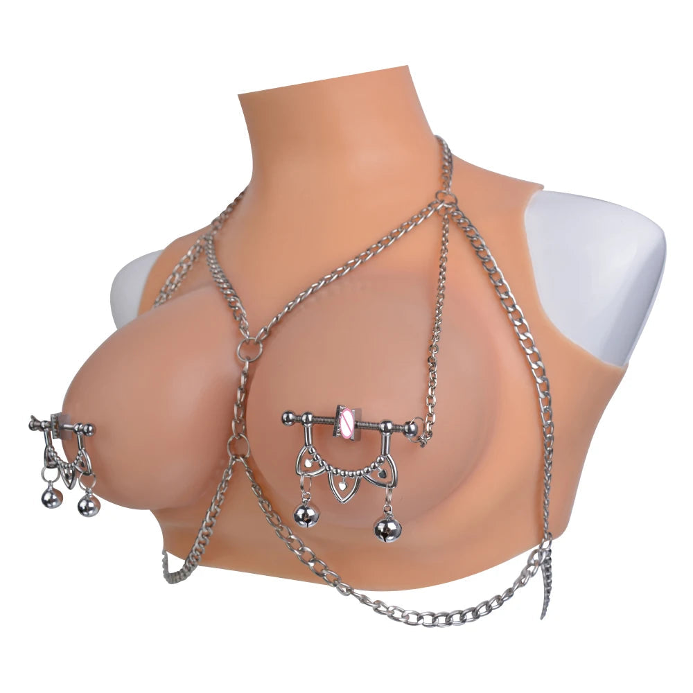 Leather Nipple Clamps with PP Chain Golly Chain Female Breast Stimulation BDSM Sexy Kink Nipple Clips for Women Erotic Toy luvshop24