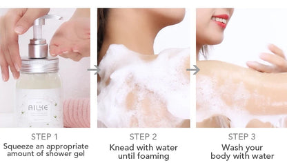 AILKE Shower Gel women Cleaning Whitening Roses Body Wash Perfume lotion Scrub fragrant Moisturizing summer bath foam female luvshop24