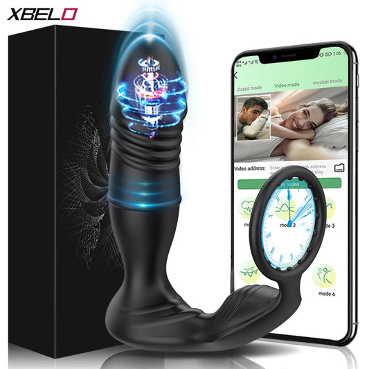 Male Thrusting Prostate Massager Bluetooth APP Vibrator for Men Gay Anal Plug Wireless Remote Butt Plug Sex Toy for Couples luvshop24