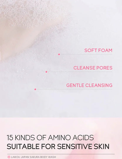 LAIKOU Sakura Shower Gel Long Moisturizing Smooth Long Lasting Fragrance Gentle Foam Body Cleansing Bath Product 100ml luvshop24