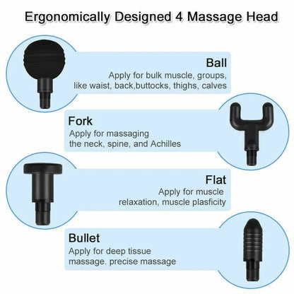 Sports Massage Gun with 4 Heads Deep Tissue Muscle Relaxing Percussion Massager luvshop24