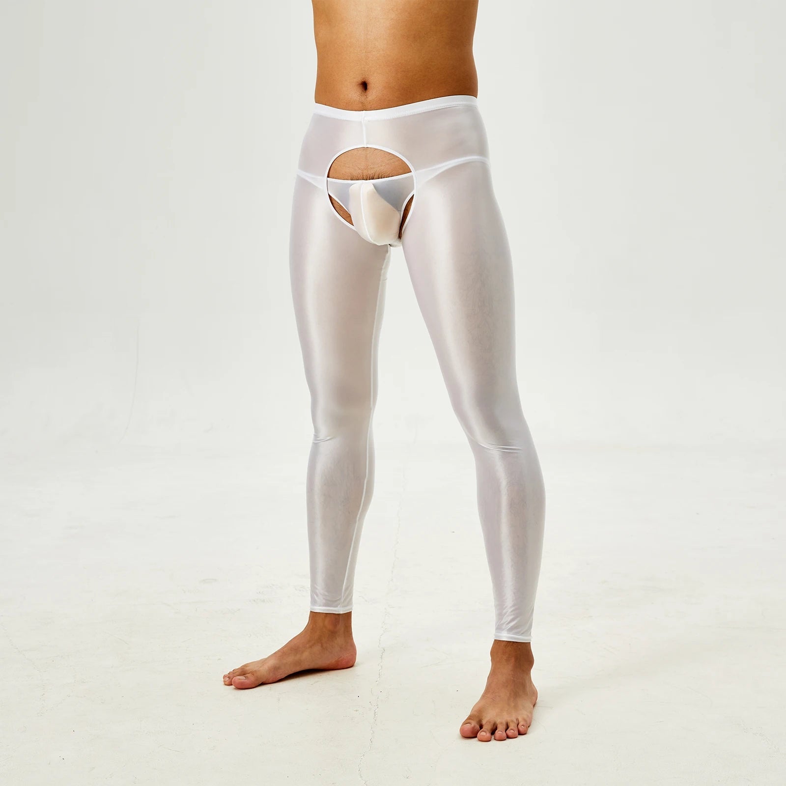 Glossy Crotchless Open Butt Leggings Mens Gays Erotic Nightwear Underpants High Waist Slim Fit Tights Underwear Baselayer Pants luvshop24