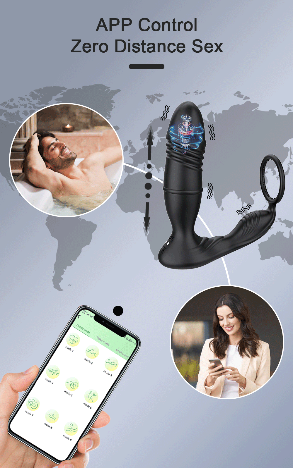 Male Thrusting Prostate Massager Bluetooth APP Vibrator for Men Gay Anal Plug Wireless Remote Butt Plug Sex Toy for Couples luvshop24