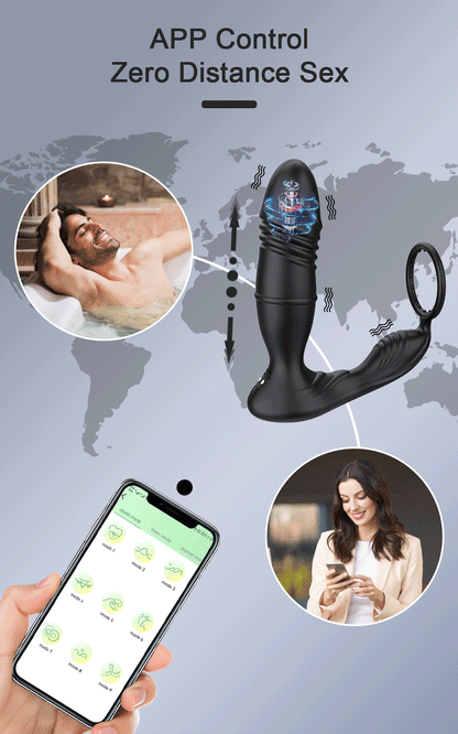 Male Thrusting Prostate Massager Bluetooth APP Vibrator for Men Gay Anal Plug Wireless Remote Butt Plug Sex Toy for Couples luvshop24