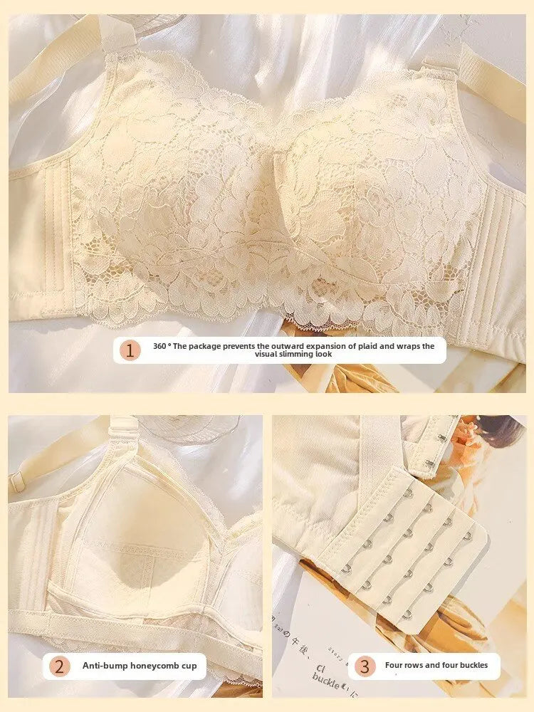 French lace lingerie for women slim fit gathered and gathered paired with anti sagging bra adjustable without steel ring bra luvshop24