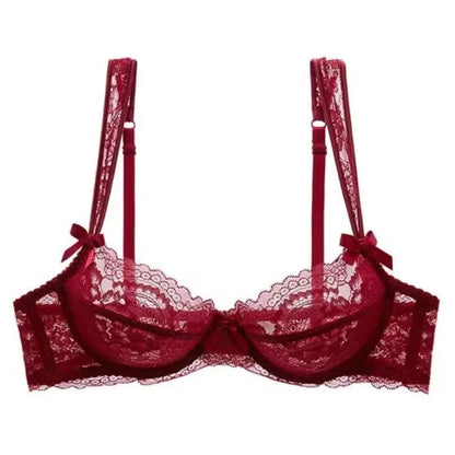 Lace Sexy Bra Women Thin See Through Lingerie Bow Embroidery Intimates Lingerie Female Daily Underwear luvshop24