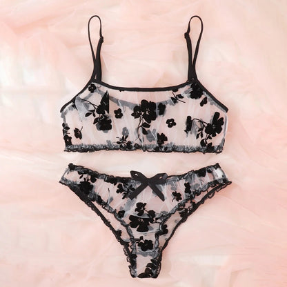 Women Plus Size Hot Erotic Lingerie Set Perspective Mesh Crop Tops Corsets Brief Set 2pcs Erotic Pajama Sets Erotic Clothing luvshop24