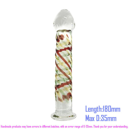 Pyrex Glass Dildo 195x33mm Fake Penis Crystal Anal Beads Butt Plug Prostate Massager G Spot Female Masturbation Toys luvshop24