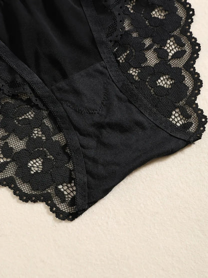 1 Set Elegant Erotic Lace Embroidery Breathable Fabric Lingeries : Push-Up Bra, Low Waist Sheer Panty - Ultimate Valentine's Day luvshop24
