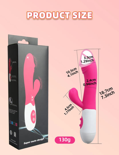 Rabbit Vibrator for Women Vagina G-Spot Nipple Clitoris Stimulator Thrusting Telescopic Rotating Dildo for Adult Sexy Toys 18+ luvshop24