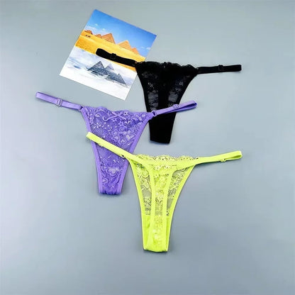 3Pcs Sexy Thongs Underwear for Women Perspective Lace G-String Panties Low Waist Plus Size Hot Wife Gift luvshop24