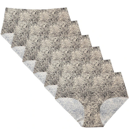 6pcs Women's Seamless Ice Silk Panties Female Mid Waist Plus Size Leopard Print Underwear Girls Fashion Brief Lady Comfort Panty luvshop24