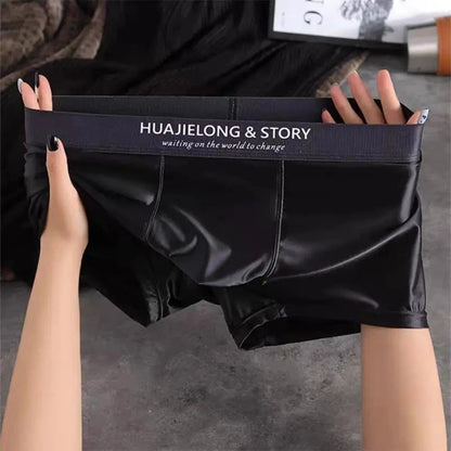 1/3Pcs Breathable Thin Satin Silk Boxer Briefs Seamless Mid Waist Ice Silk Boxers Underpants Smooth Underwear for Men Daily luvshop24