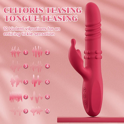 Telescopic Rabbit Vibrator Rotating Massage Vaginal Clitoris Vibration Stimulator G-spot Orgasm Masturbator Adult Couple Toys luvshop24