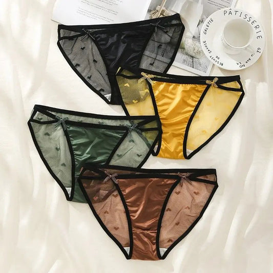 Women's Sexy Lace Underwear Panties Delicate Soft Comfortable Underpants Fashion Female Mesh Up Bow Low-Rise Briefs luvshop24