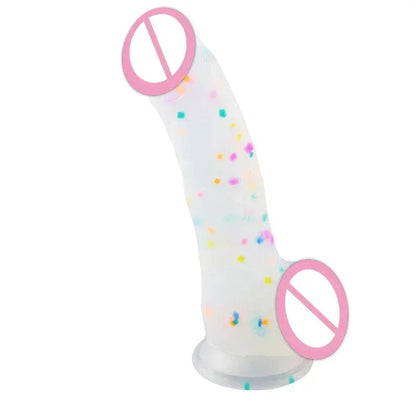 Confetti Dildo Realistic Clear Silicone Dildo, with Strong Suction Cup for Hands-Free Play, Realistic Penis for Women and Couple luvshop24