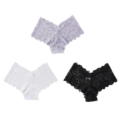 3Pcs Sexy Floral Lace Panties Women Briefs Low Waist Soft Lingerie Comfortable Female Underwear Girls Intimates Panties luvshop24