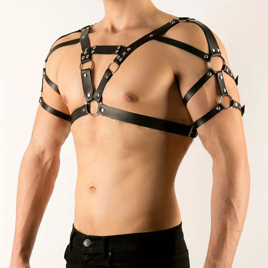 Fetish Gay BDSM Bondage Men Sexy PU Leather Cage Harness Male Lingerie Adjustable Sexual Body Punk Style Belt Harajuku For Adult luvshop24