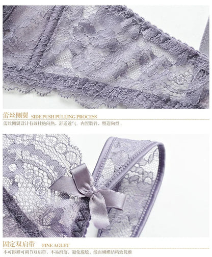Lace Sexy Bra Women Thin See Through Lingerie Bow Embroidery Intimates Lingerie Female Daily Underwear luvshop24