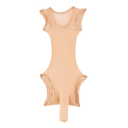 Men's Sexy Sheer Stocking Bodysuit with Sissy Penis Sheath Pouch Gay Lingerie Leotard Bodystocking for Erotic Underwear luvshop24