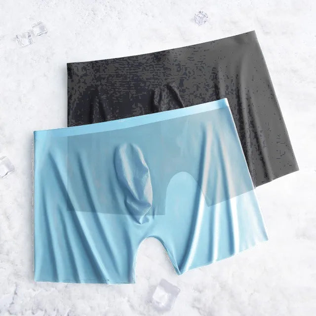 1-2 Pcs Ultra-thin Underwear Sexy Transparent 2022 New Mesh Ice Silk Mens Boxer Shorts Naked Seamless Plus Size Boxershorts Men luvshop24