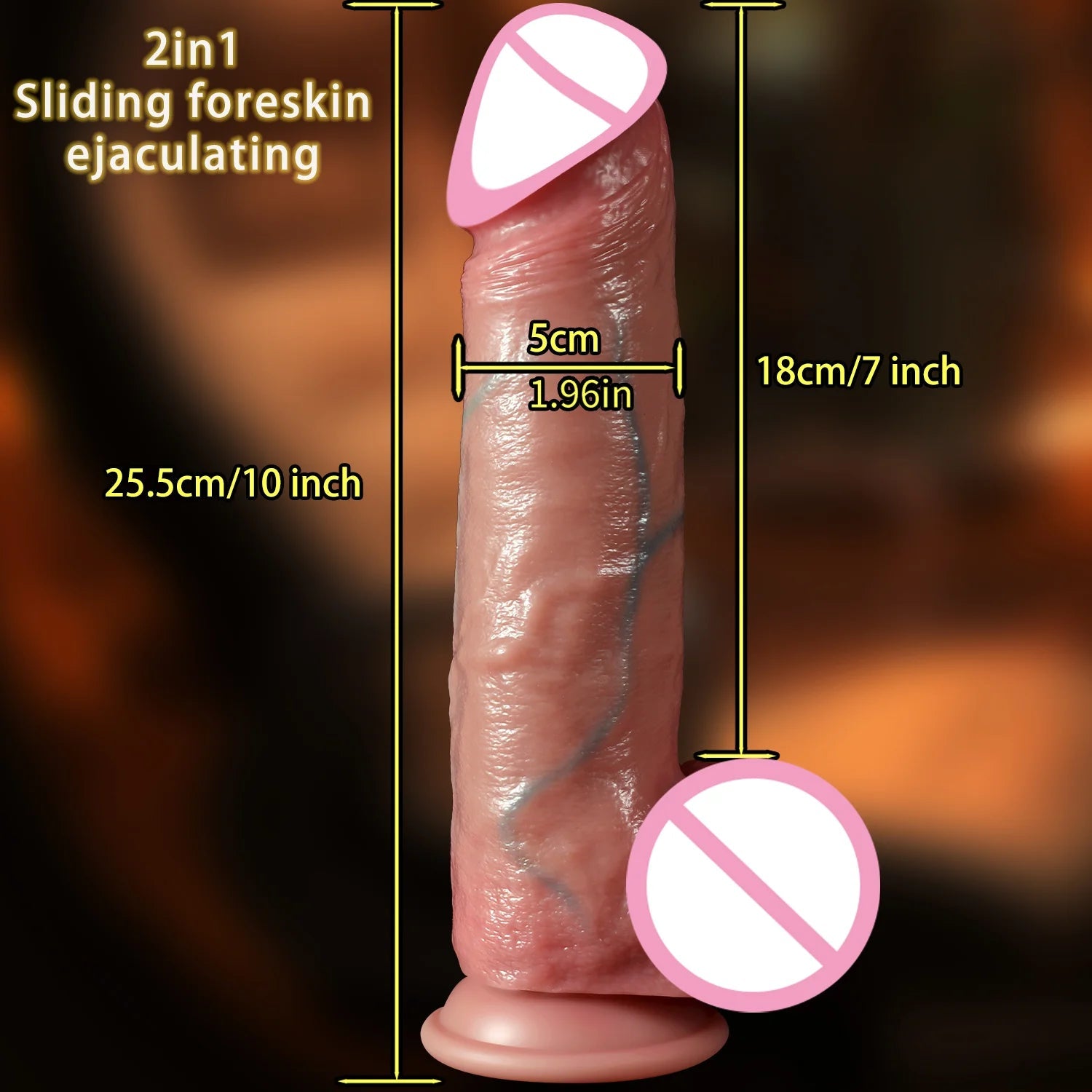 2 in1 Super Realistic Dildo Penis Sliding Foreskin+Ejaculating Big Dick Penetration Anal Female Masturbation Sexy Adult Sex toys luvshop24