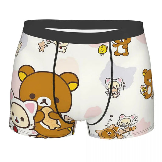 2025 New Summer Breathable Cute 3d Printed Cat Rilakkuma Bear Underwear Men'S Underwear Men'S Underwear Sexy Shorts Boxer Underw luvshop24