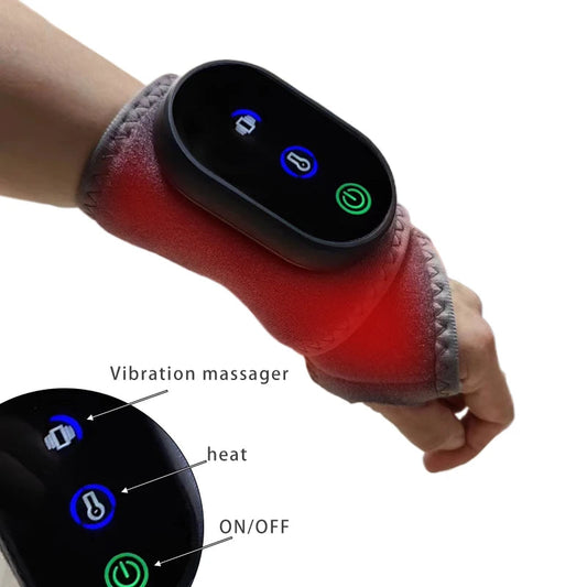 Wrist massager, hand joint vibration massager, heated gray portable luvshop24