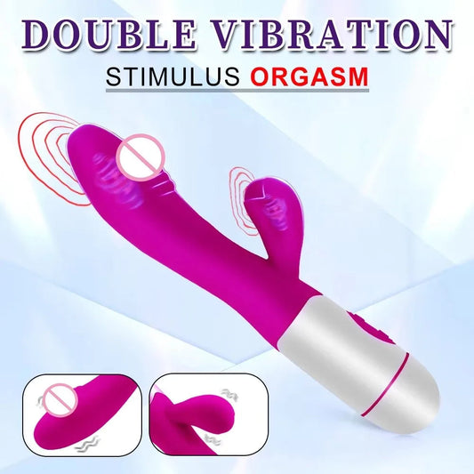 Rabbit Vibrator for Women Vagina G-Spot Nipple Clitoris Stimulator Thrusting Telescopic Rotating Dildo for Adult Sexy Toys 18+ luvshop24