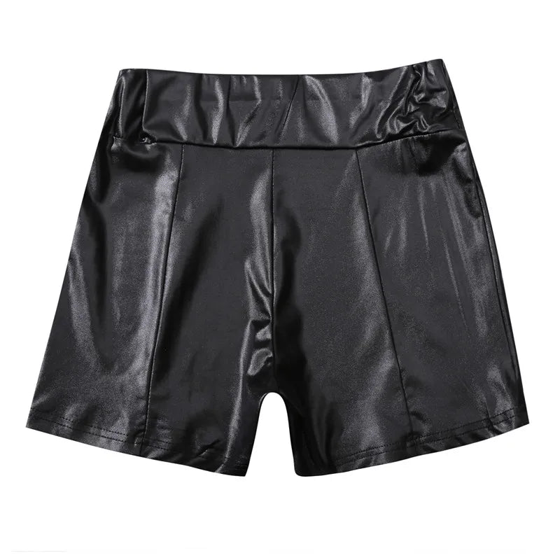 2024 Sexy Womens Shorts Shiny Elastic High Waist Shiny Faux PU Leather Short Pants Slim Hot Dance Clubwear Mini Shorts luvshop24