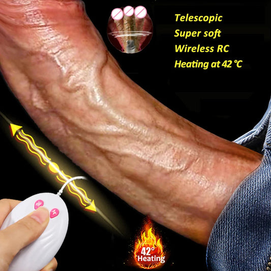 Realistic Dildo Vibrator for Women Sex Toys Heating Big Cock Remote Control Penis Telescopic Vibrators Anal Female Stimulator luvshop24