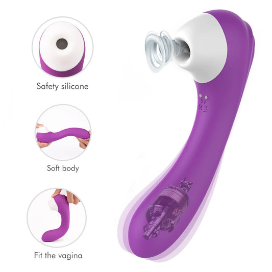 2-in-1 Clitoral Suction Cup G-Spot Vibrator Strong Vibration Dildo Sex Toy Female Dual Stimulation Female Masturbator Waterproof luvshop24