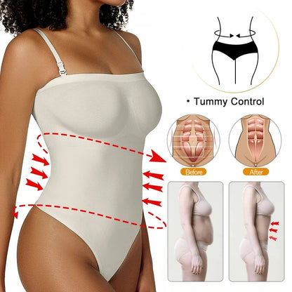 Womens Sexy Bodysuits Tummy Control Thong Shapewear Waist Trainer Corset Adjustable Strap Fajas Soft Sleeveless Lingerie Push Up luvshop24