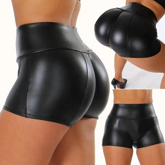 2024 Sexy Womens Shorts Shiny Elastic High Waist Shiny Faux PU Leather Short Pants Slim Hot Dance Clubwear Mini Shorts luvshop24