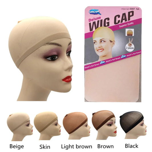 2pcs/Bag Top Stocking Wig Cap Hair Net For Weave Hair Wig Nets Black Brown Stretch Mesh Wig Cap For Making Wigs luvshop24