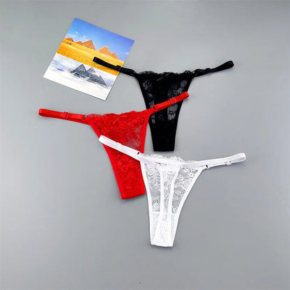 3Pcs Sexy Thongs Underwear for Women Perspective Lace G-String Panties Low Waist Plus Size Hot Wife Gift luvshop24