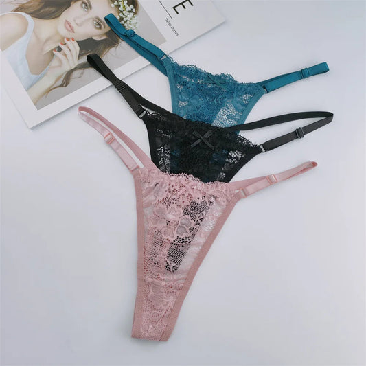 3Pcs/Set New Lace G-string Women's Sexy Underwear Low Waist Breathable Briefs Ladies Intimates Soft Thong Lingerie Fast Shipping luvshop24
