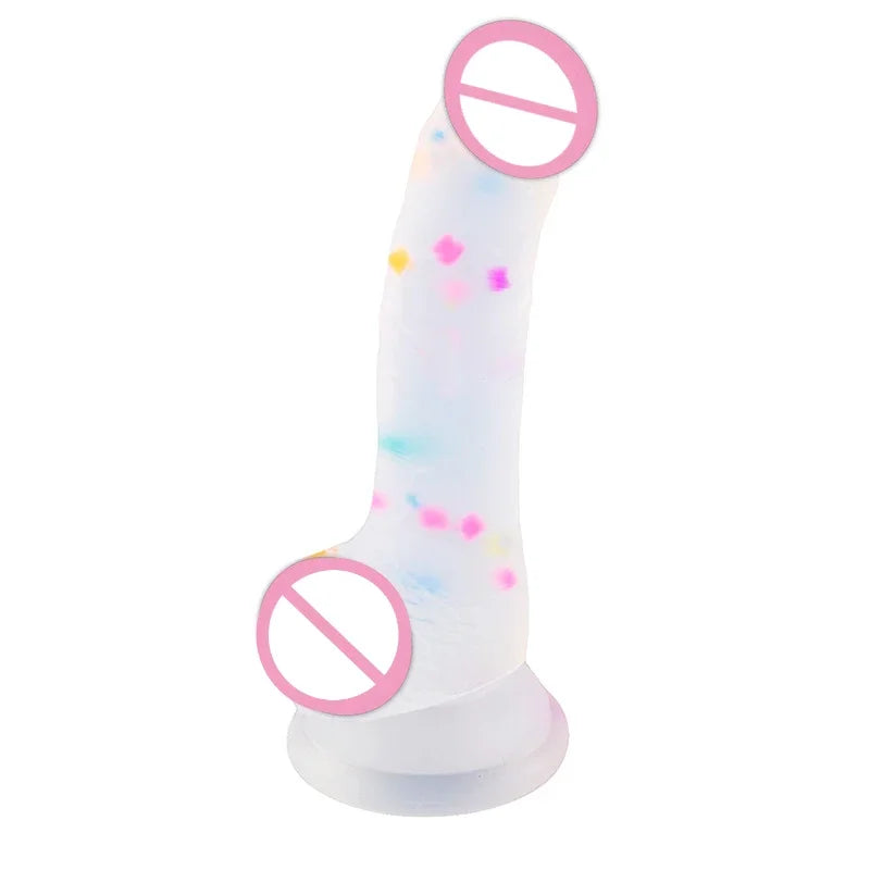 Confetti Dildo Realistic Clear Silicone Dildo, with Strong Suction Cup for Hands-Free Play, Realistic Penis for Women and Couple luvshop24