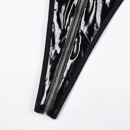 Metal Buckle Underwear Bodysuit Leather Motorcycle Sexy OnePiece Porn Bodycon Uncensored Women Lingerie Erotic Backless Jumpsuit luvshop24