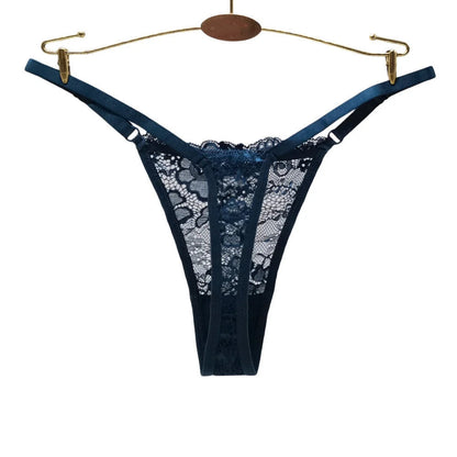 3PCS Adjustable Sexy Transparent Thong Panties Women Lace Underwear Low Waist Female T-back String Underpants luvshop24