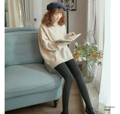Women's Fleece Tights Warm Insulated Pantyhose Skin Effect Translucent Stockings Sexy Women's Underwear High Elastic Leggings luvshop24