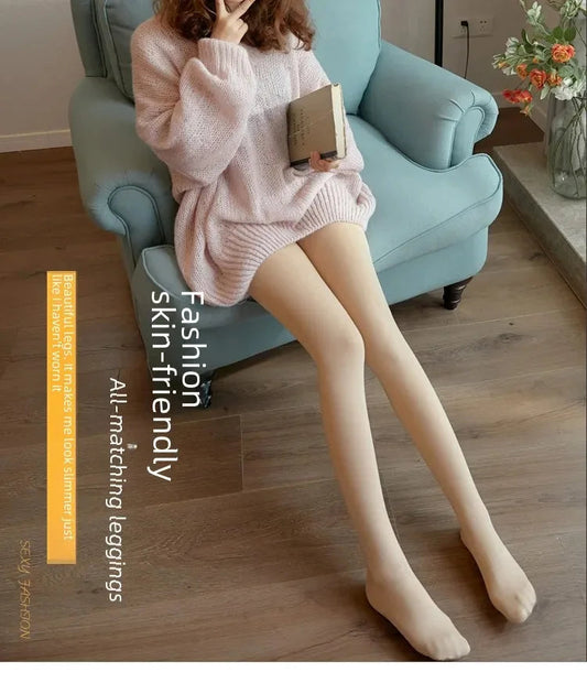Women's Fleece Tights Warm Insulated Pantyhose Skin Effect Translucent Stockings Sexy Women's Underwear High Elastic Leggings luvshop24
