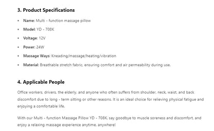 Portable Massager, Waist Massager, Full-body Muscle Relaxer, Car-portable Backrest Vibration Comfort Massager luvshop24