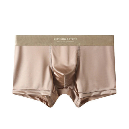 Luxury Summer Smooth Cool Ice Silk Satin-like Men's Boxershort Panties Solid Underpants Breathable Mesh Crotch Male Underwear luvshop24