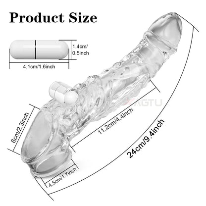 Reusable  Penis Extender Silicone Condom Dildo Sleeve Glans Delay Ejaculation Cockring Adult Sex Toys Vibrator For Men Couples luvshop24