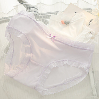 L-XL Women's Underwear Panty Sexy Lace Panties Girls' Fashion Ice Silk Briefs Middle Waist Seamless Underpants Female Lingerie luvshop24
