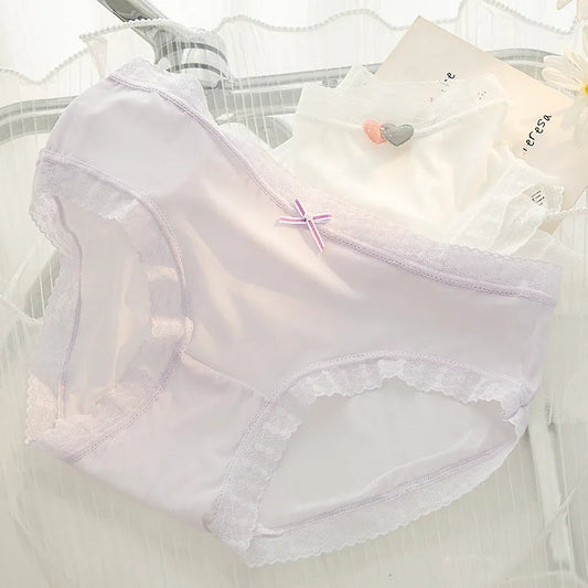 L-XL Women's Underwear Panty Sexy Lace Panties Girls' Fashion Ice Silk Briefs Middle Waist Seamless Underpants Female Lingerie luvshop24