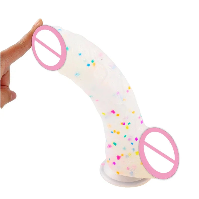 Confetti Dildo Realistic Clear Silicone Dildo, with Strong Suction Cup for Hands-Free Play, Realistic Penis for Women and Couple luvshop24