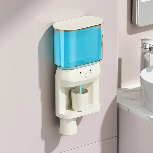 1Pcs Mouthwash Container, Automatic Sensor Mouthwash Machine, No Punching Smart Oral Cleaning, Wall-Mounted Mouthwash Rack, USB Charging with 2 Mouthwash Cups luvshop24